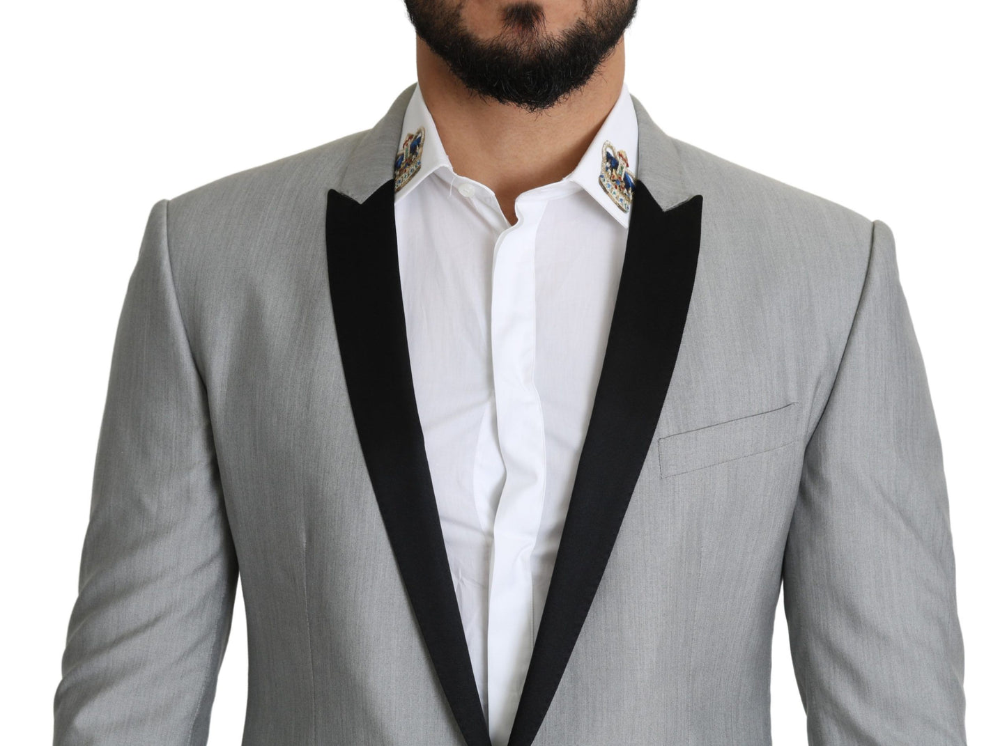 Dolce & Gabbana Light Gray Single Breasted SARTORIA Blazer Dolce & Gabbana
