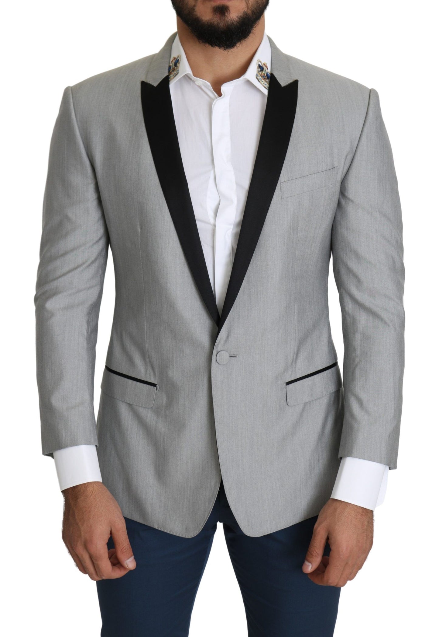 Dolce & Gabbana Light Gray Single Breasted SARTORIA Blazer Dolce & Gabbana