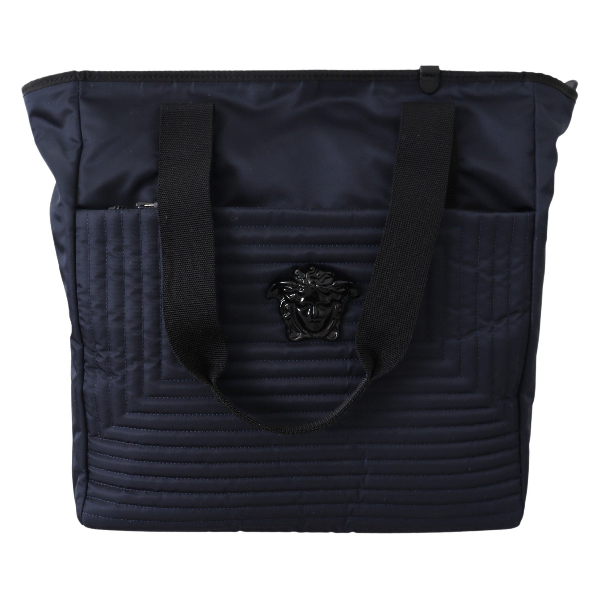 Versace Elegant Blue Nylon Tote Bag Versace