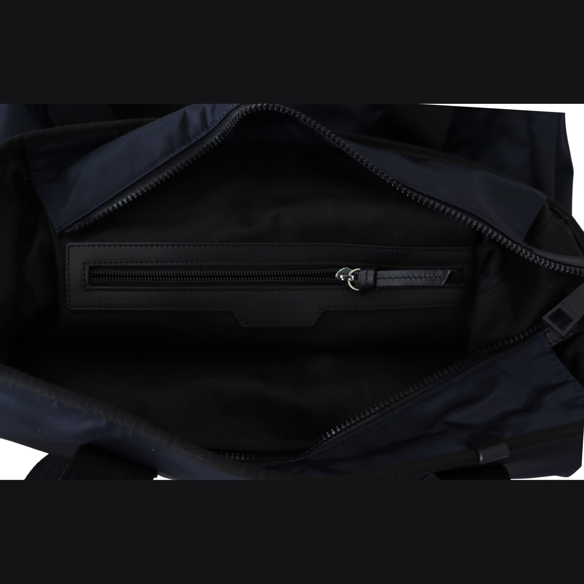 Versace Elegant Blue Nylon Tote Bag Versace