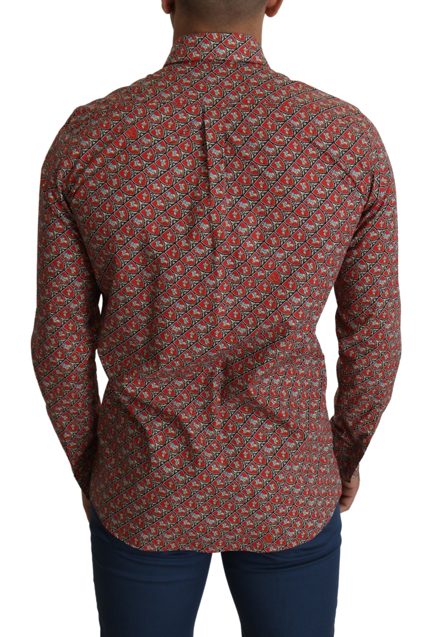 Dolce & Gabbana Red Printed Knight Formal Dress MARTINI Shirt Dolce & Gabbana