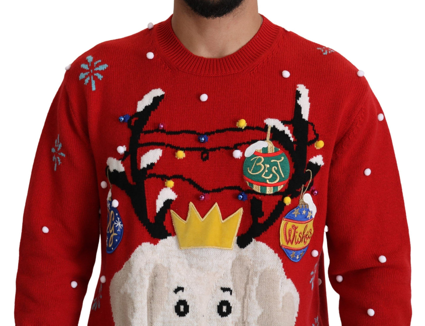 Dolce & Gabbana Red Christmas Dog Pullover Cashmere Sweater Dolce & Gabbana