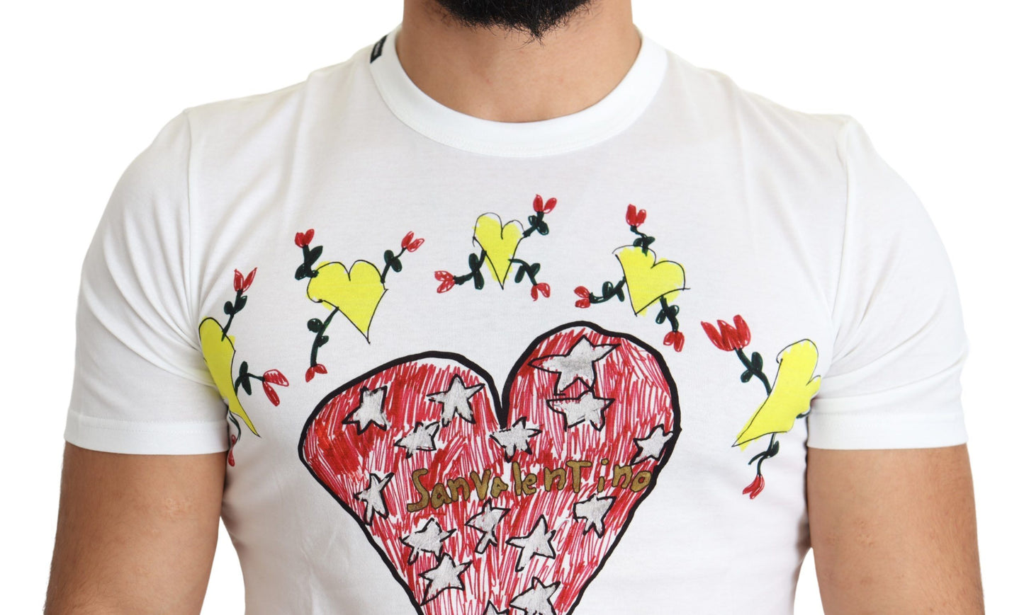 Dolce & Gabbana White Saint Valentine Print Cotton Men T-shirt Dolce & Gabbana