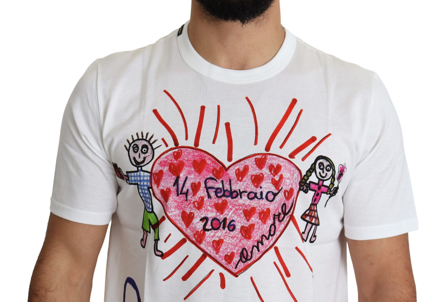 Dolce & Gabbana White Saint Valentine Hearts Print Men T-shirt Dolce & Gabbana
