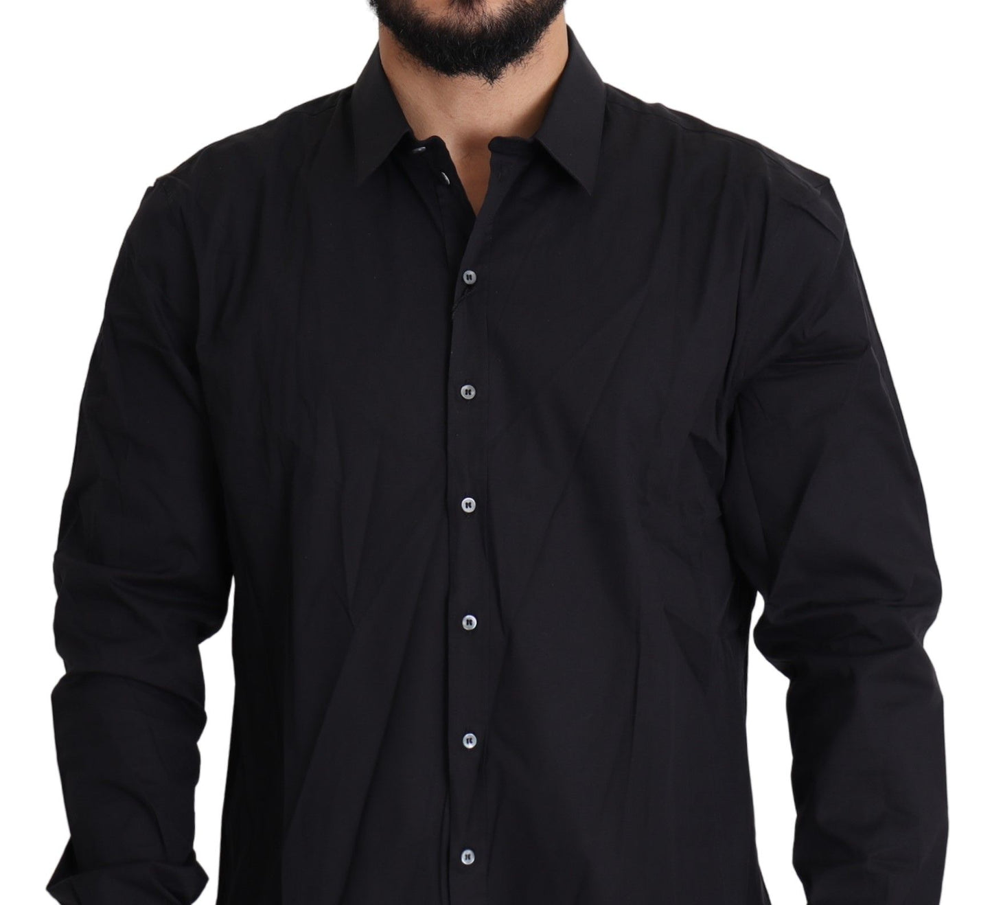 Dolce & Gabbana Black Cotton Stretch Dress SICILIA Shirt Dolce & Gabbana