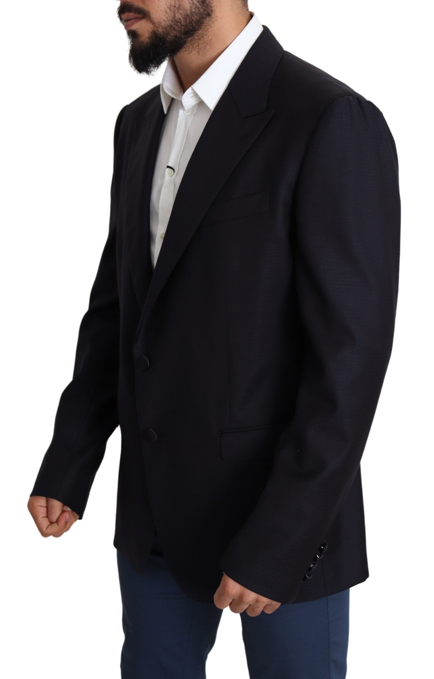 Dolce & Gabbana Black Wool Single Breasted NAPOLI Blazer Dolce & Gabbana