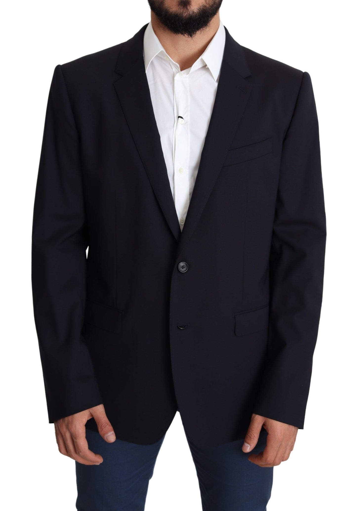 Dolce & Gabbana Black Wool Stretch Men Coat MARTINI Blazer Dolce & Gabbana