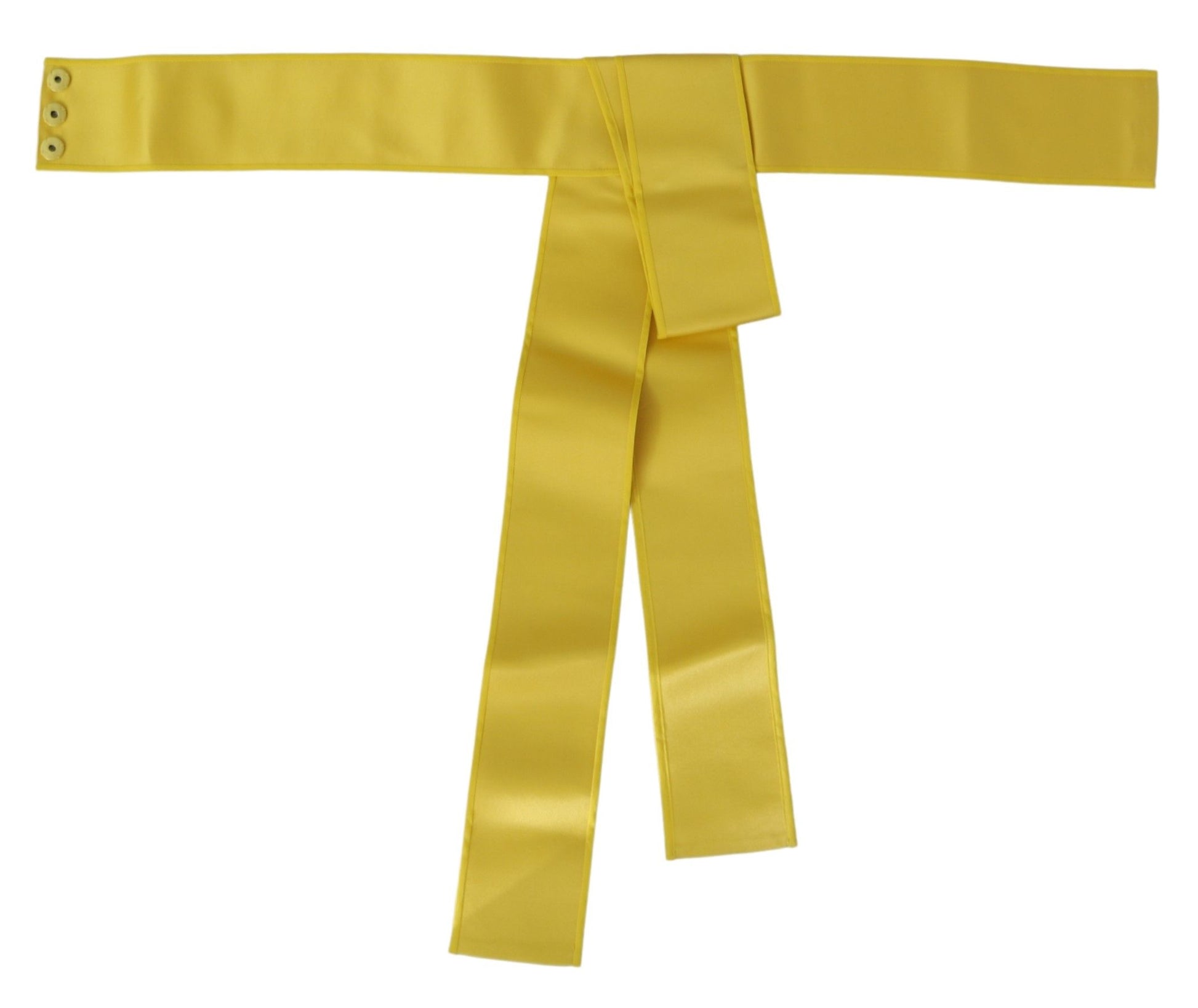 Dolce & Gabbana Yellow Wide Snap Button Closure Silk Belt Dolce & Gabbana