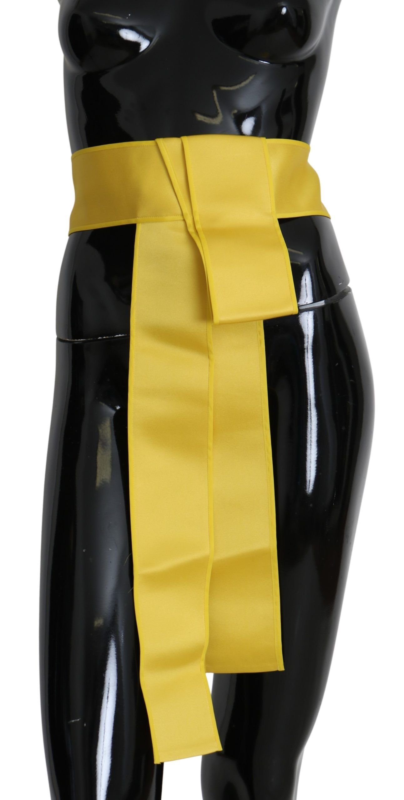 Dolce & Gabbana Yellow Wide Snap Button Closure Silk Belt Dolce & Gabbana