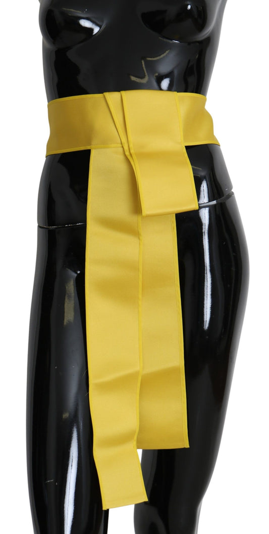 Dolce & Gabbana Yellow Wide Snap Button Closure Silk Belt Dolce & Gabbana