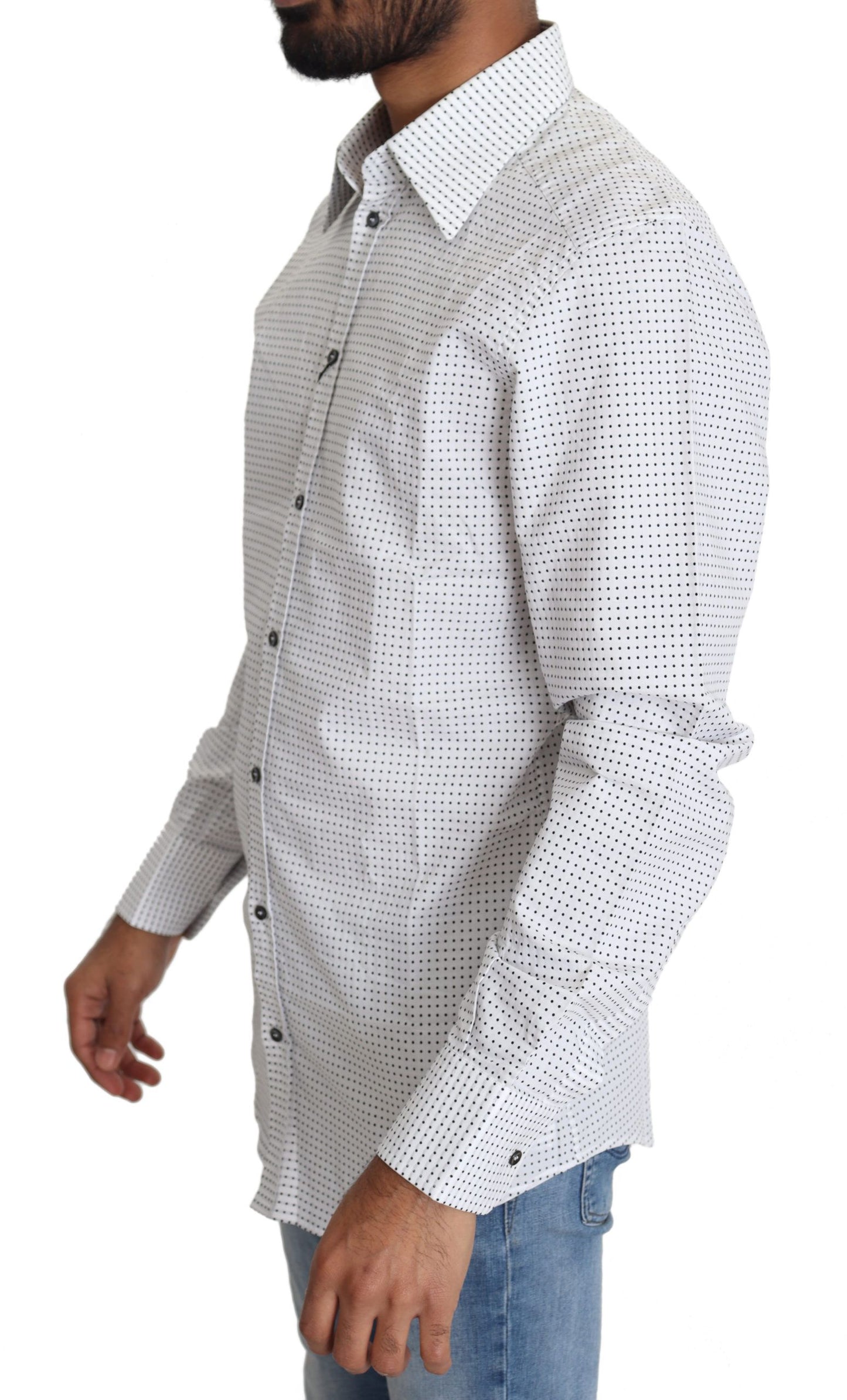 Dolce & Gabbana Black White Polka Dots Dress Shirt Dolce & Gabbana
