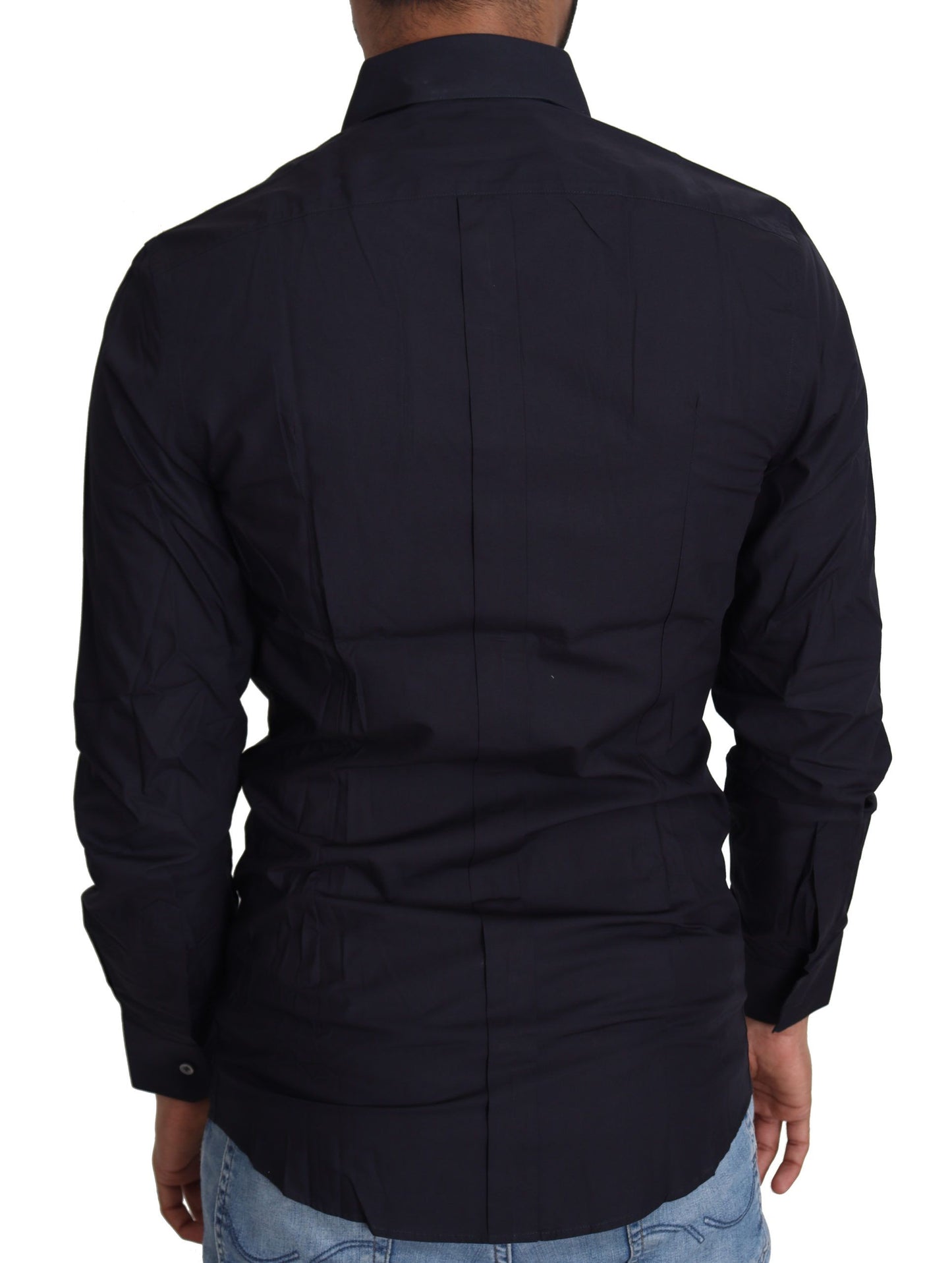 Dolce & Gabbana Navy Blue Cotton Formal Dress Shirt Dolce & Gabbana