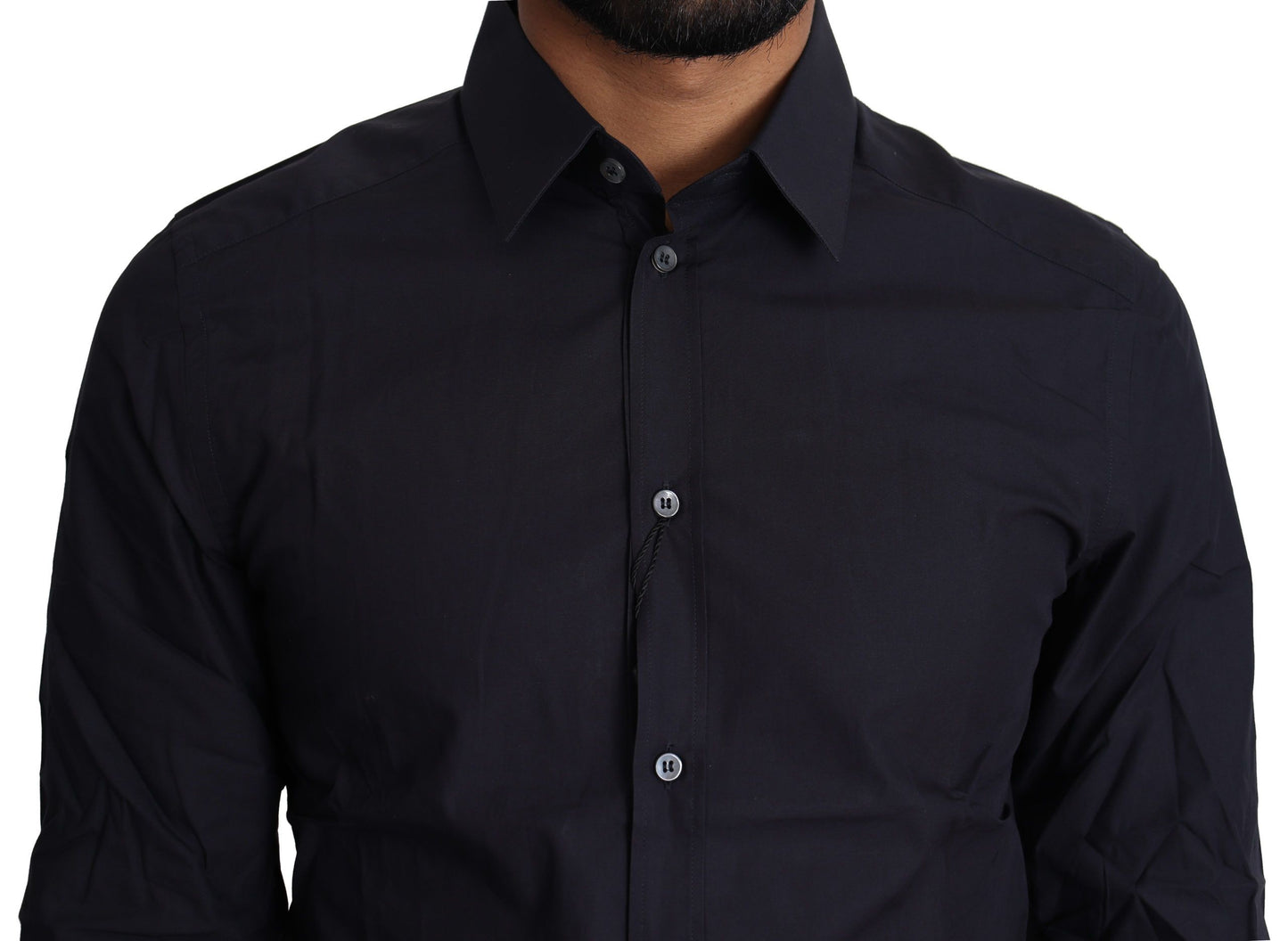 Dolce & Gabbana Navy Blue Cotton Formal Dress Shirt Dolce & Gabbana