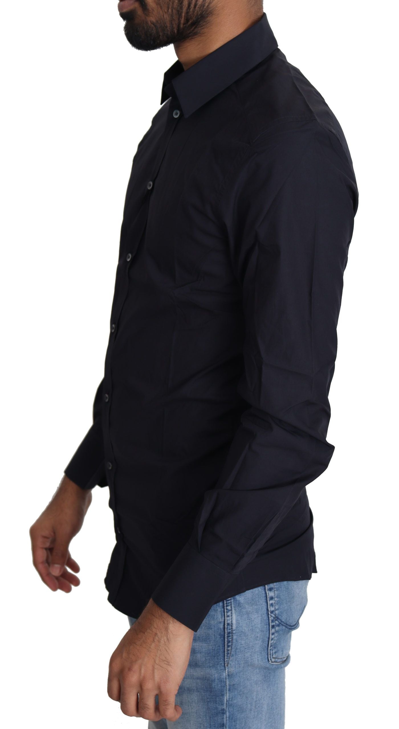 Dolce & Gabbana Navy Blue Cotton Formal Dress Shirt Dolce & Gabbana
