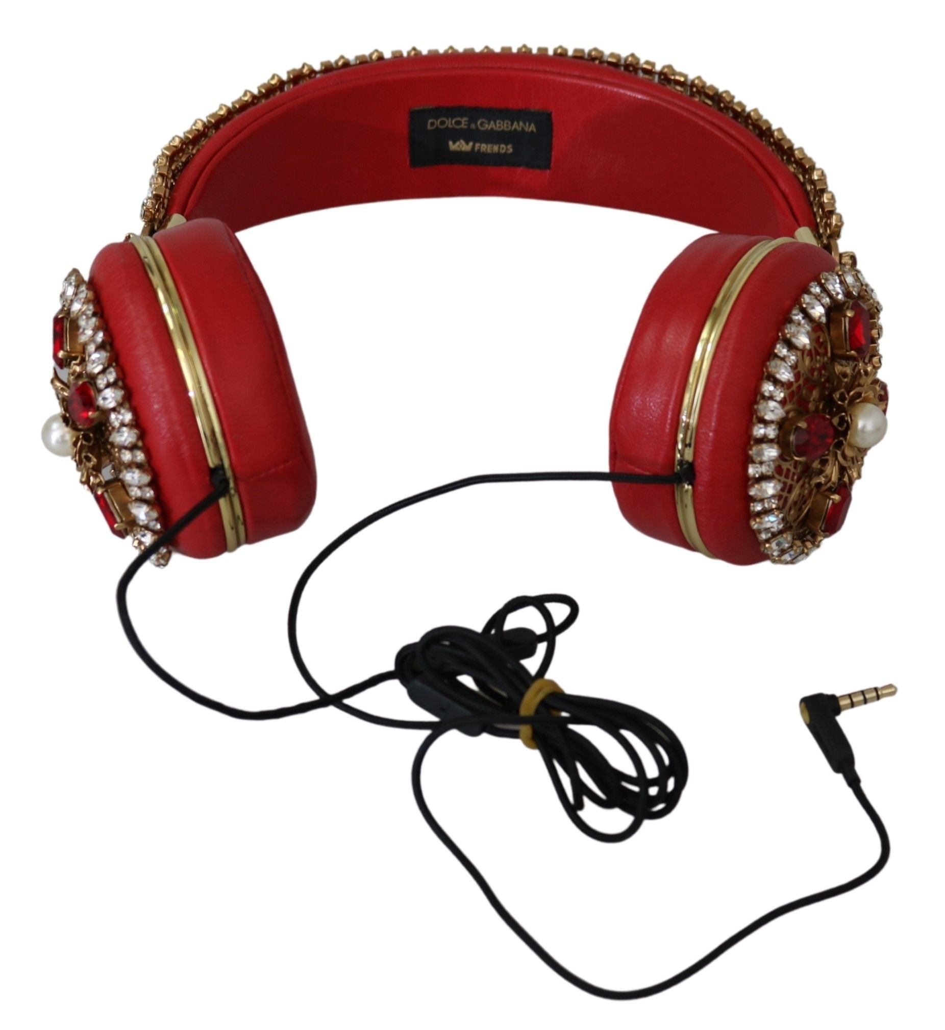 Dolce & Gabbana FRENDS Leather Red Floral Crystal Headset Headphones Dolce & Gabbana