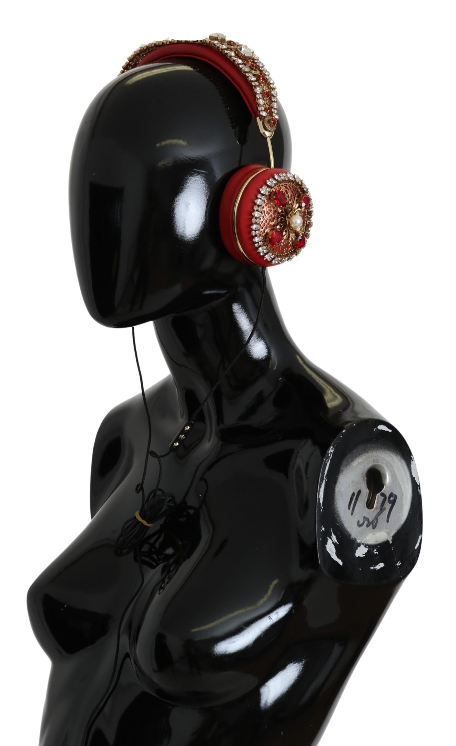 Dolce & Gabbana FRENDS Leather Red Floral Crystal Headset Headphones Dolce & Gabbana