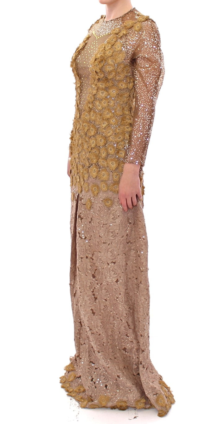 Lanre Da Silva Ajayi GOLD Long Lace Maxi Crystal Dress Lanre Da Silva Ajayi