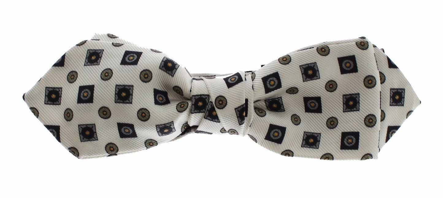 Dolce & Gabbana White Silk Bowtie Leather Men Belt Gift Box Dolce & Gabbana