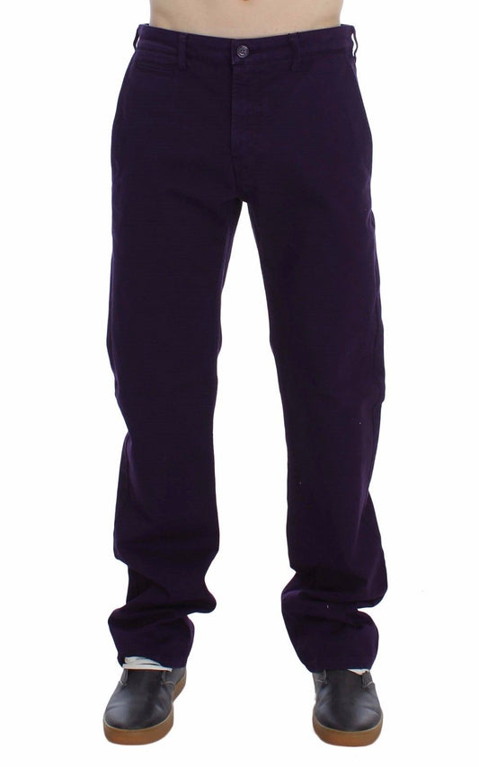 GF Ferre Purple Cotton Stretch Purple Fit Pants GF Ferre
