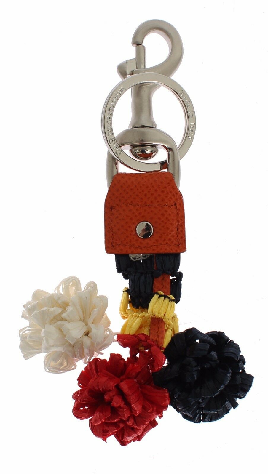 Dolce & Gabbana Multicolor Raffia Leather Clasp Finder Chain Keyring Dolce & Gabbana