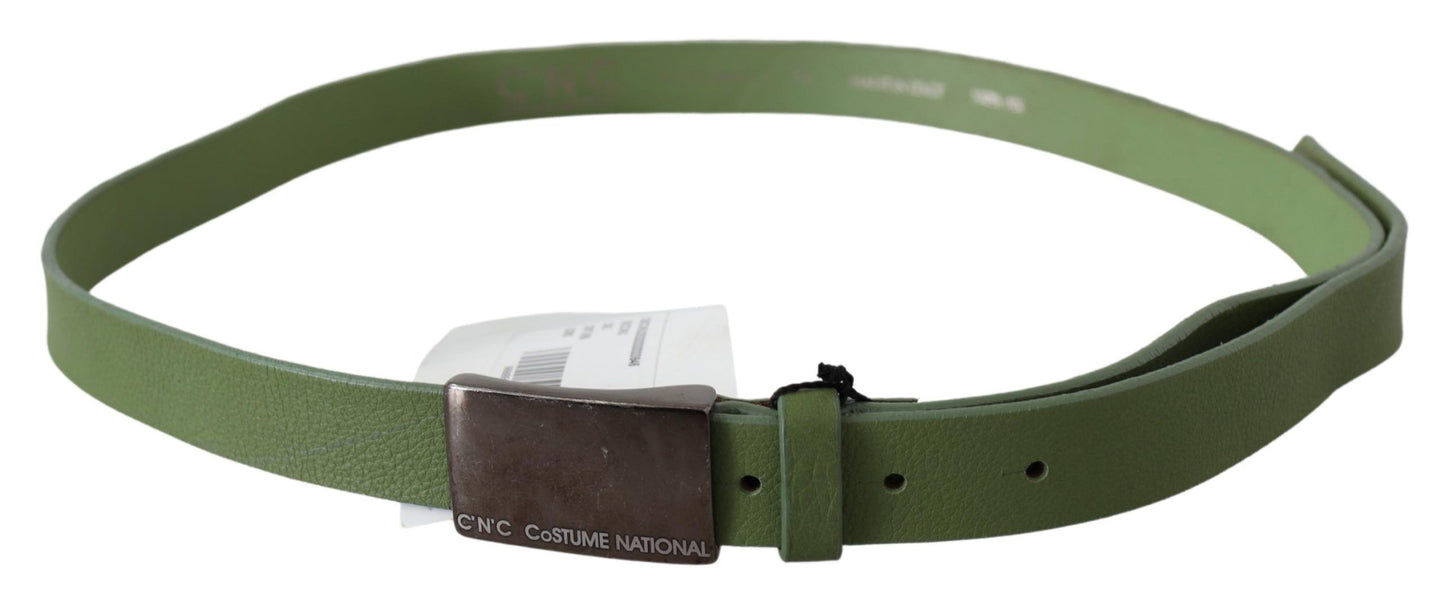 Costume National Green Leather Silver Buckle Waist Men Belt Costume National