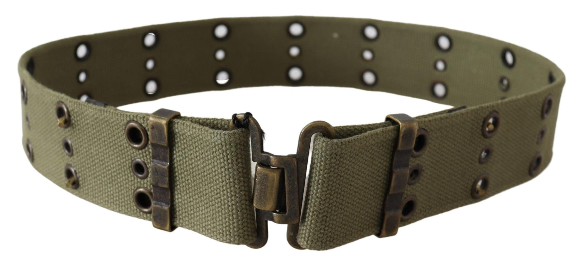 Ermanno Scervino Green 100% Cotton Rustic Bronze Buckle Belt Ermanno Scervino