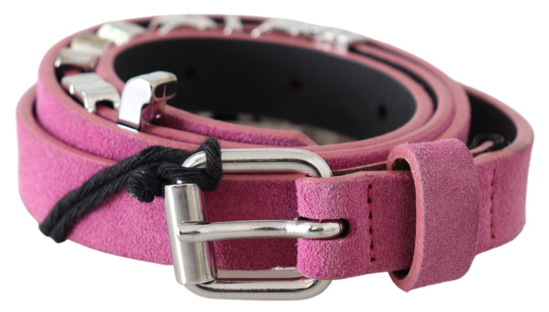 Just Cavalli Pink Silver Chrome Metal Buckle Waist Belt Just Cavalli