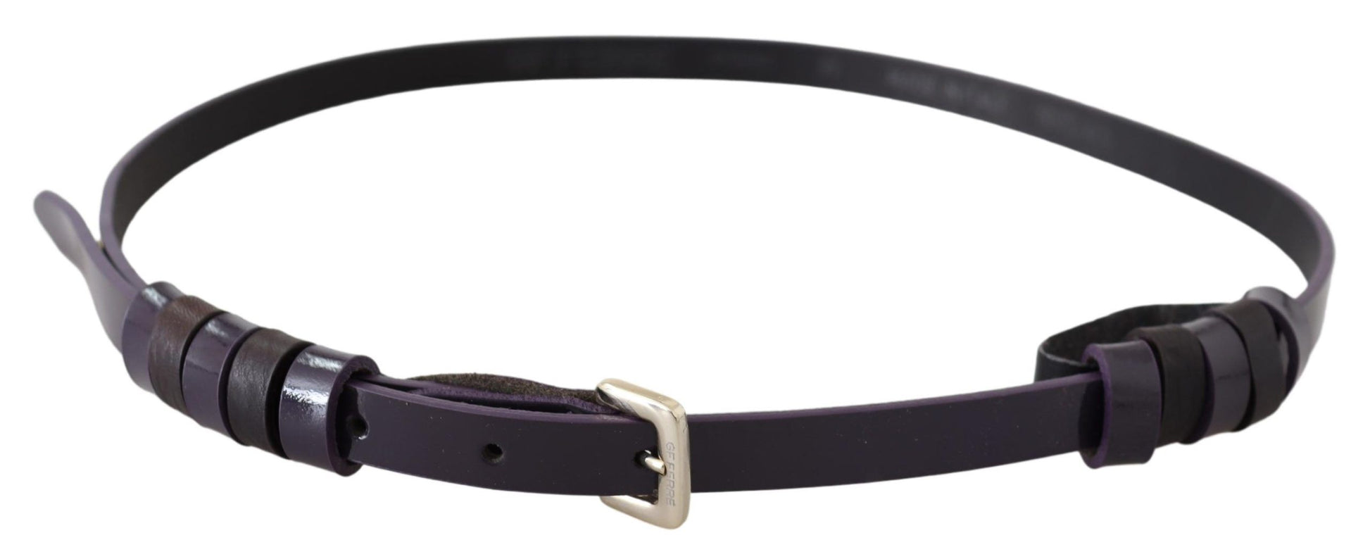 GF Ferre Black Leather Thin Gold Metal Chrome Buckle Belt GF Ferre