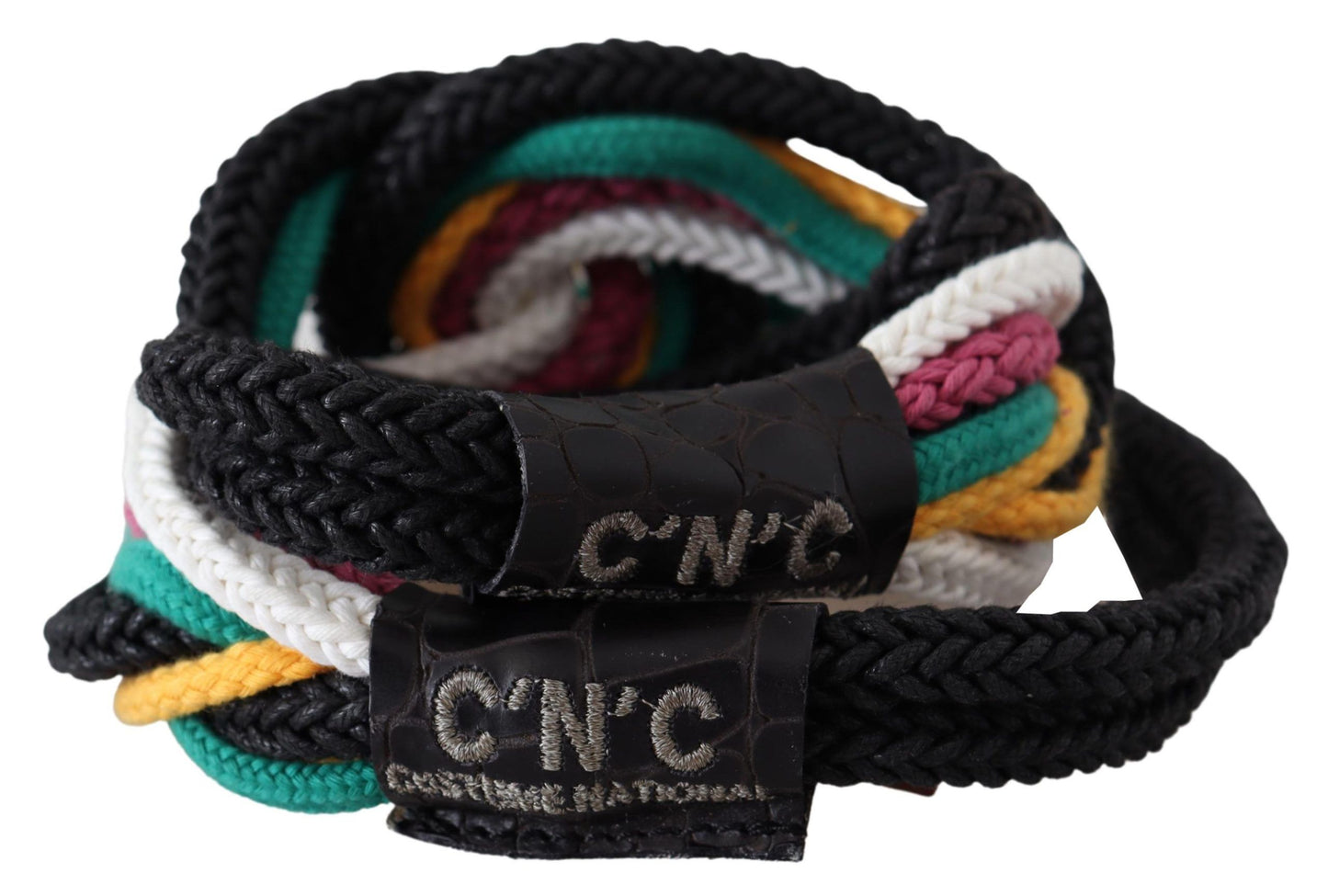 Costume National Multicolor Rope Leather Rustic Hook Buckle Belt Costume National