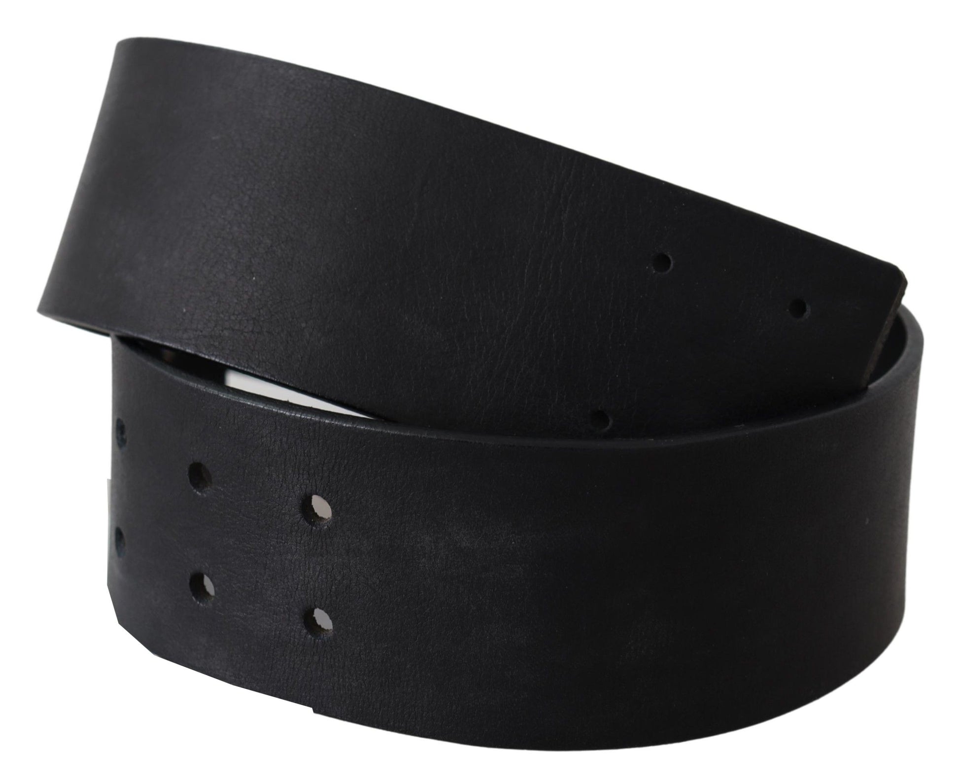 GF Ferre Black Genuine Leather Wide Logo Waist Belt GF Ferre