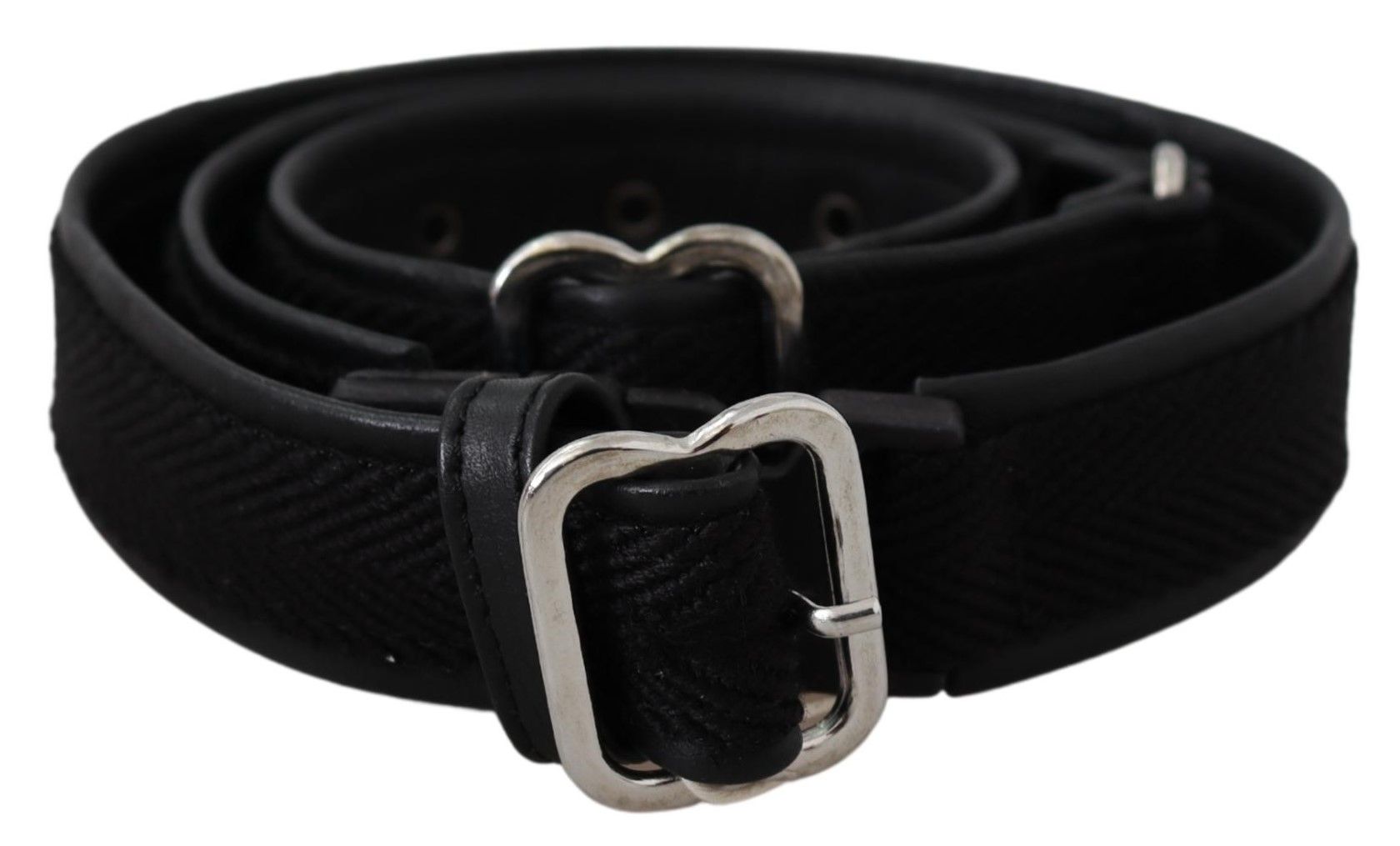 GF Ferre Black Leather Silver Chrome Metal Buckle Belt GF Ferre