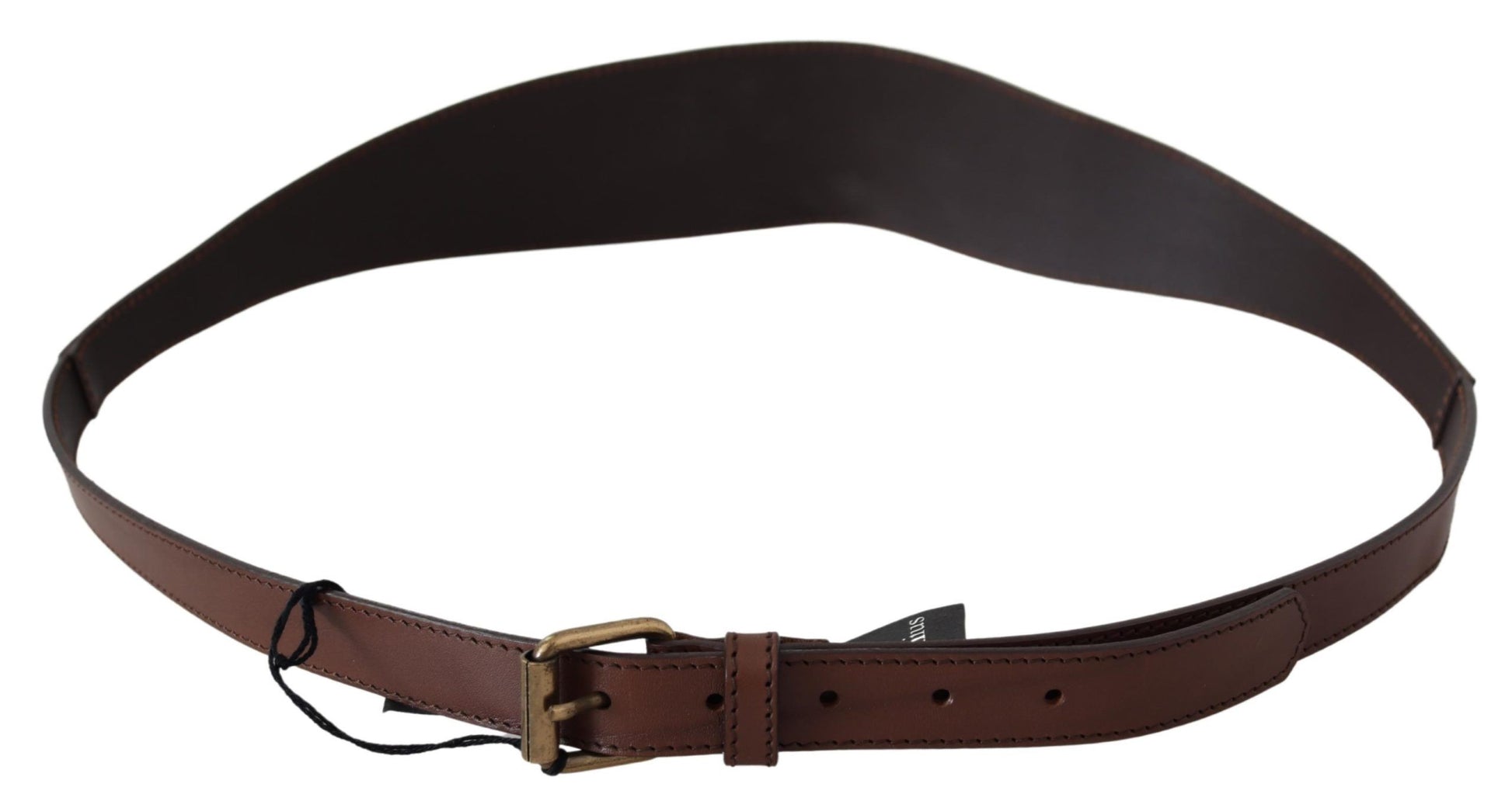 PLEIN SUD Brown Leather Gold Metal Buckle Belt PLEIN SUD
