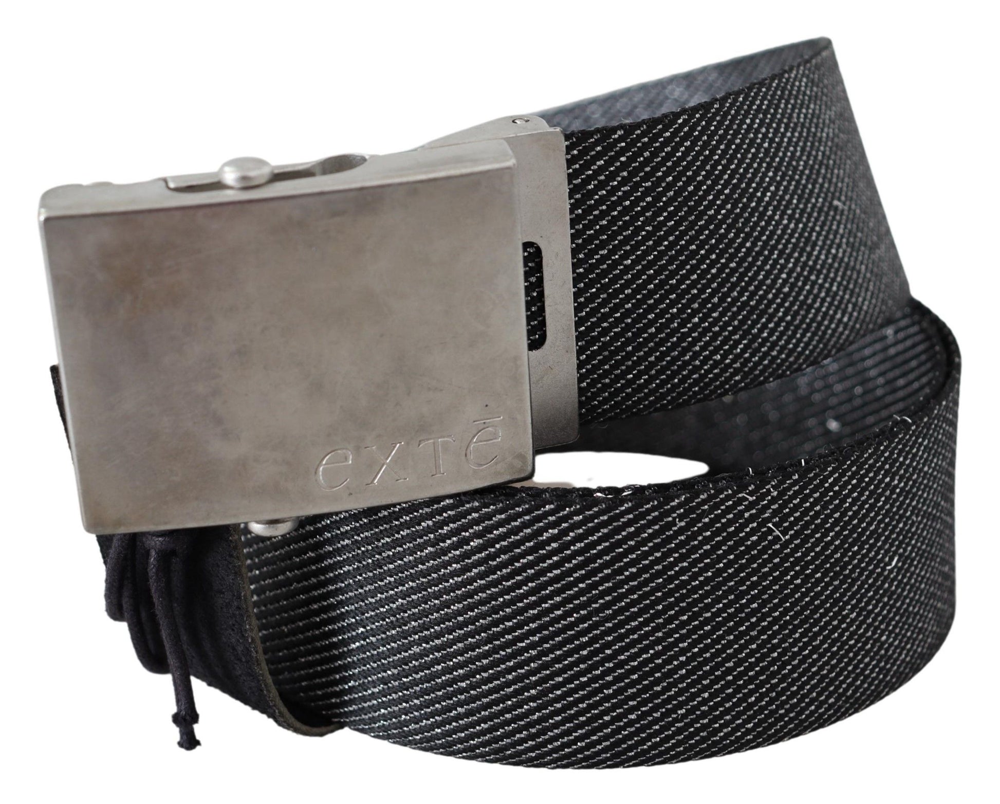 Exte Black Silver Metal Brushed Buckle Waist Belt Exte