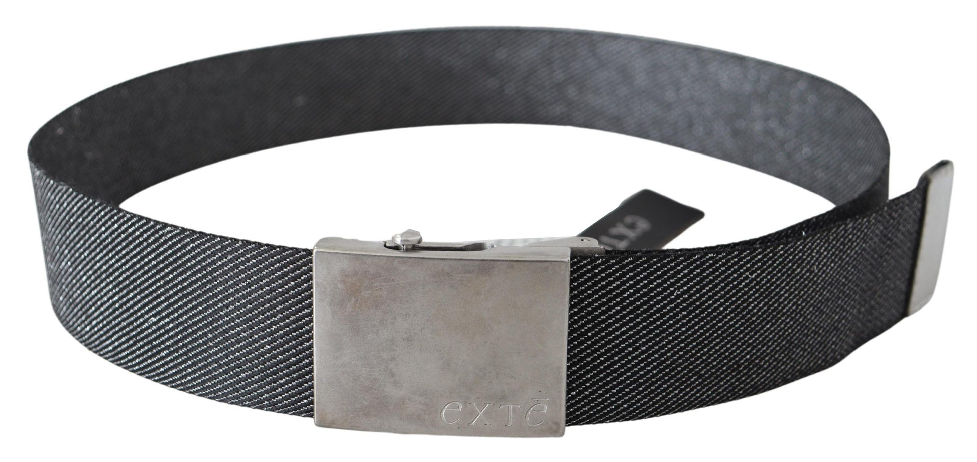Exte Black Silver Metal Brushed Buckle Waist Belt Exte