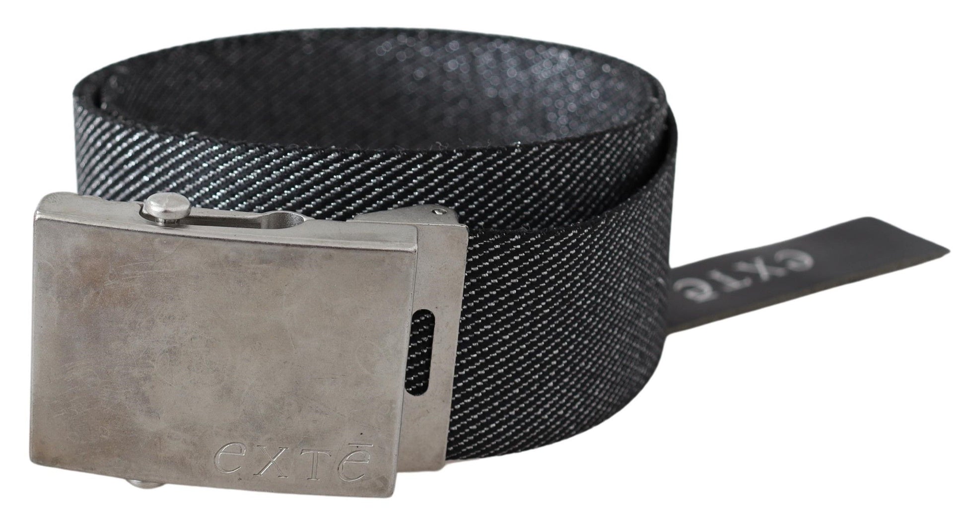 Exte Black Silver Metal Brushed Buckle Waist Belt Exte