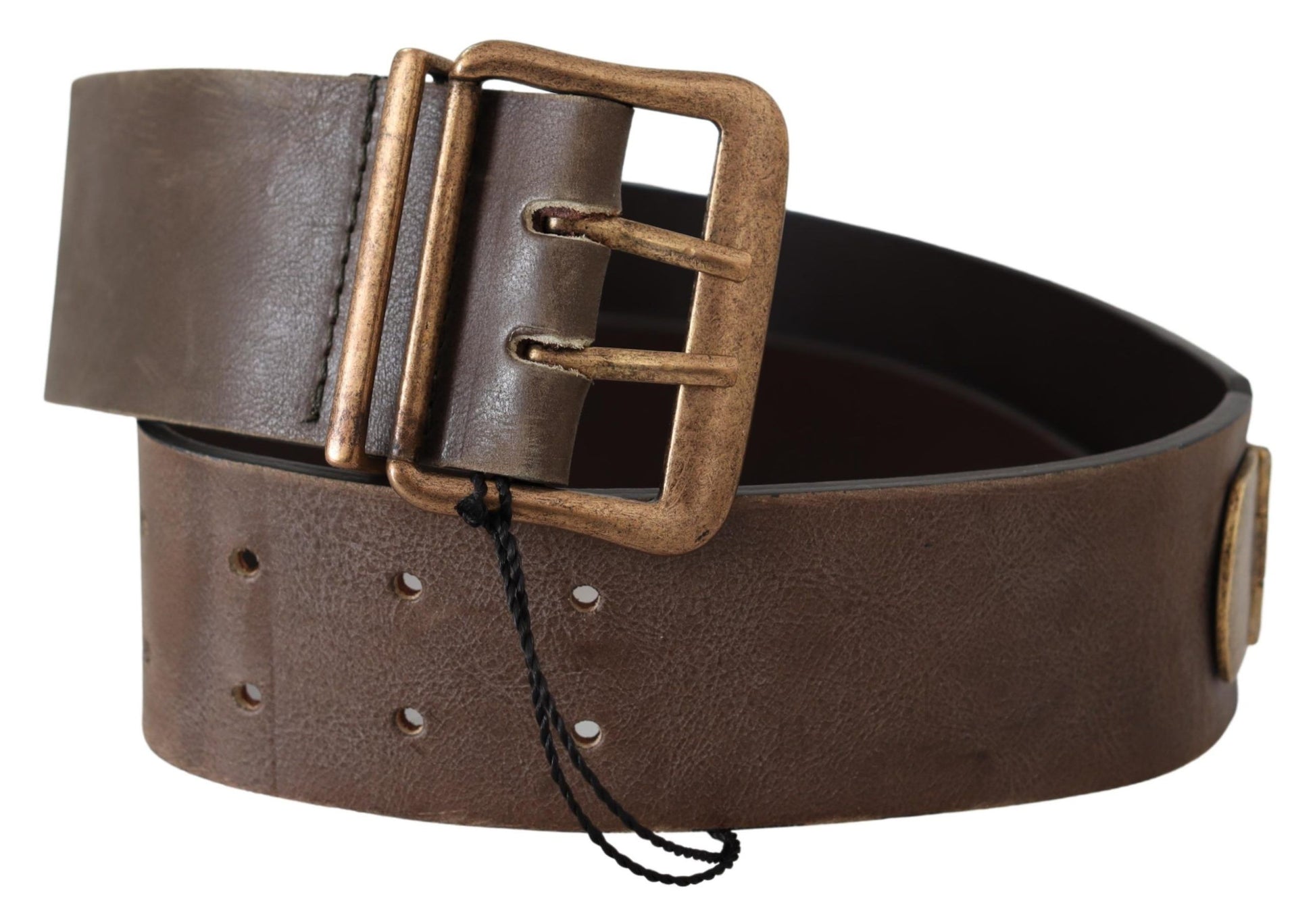 Ermanno Scervino Brown Leather Wide Bronze Buckle Waist Belt Ermanno Scervino