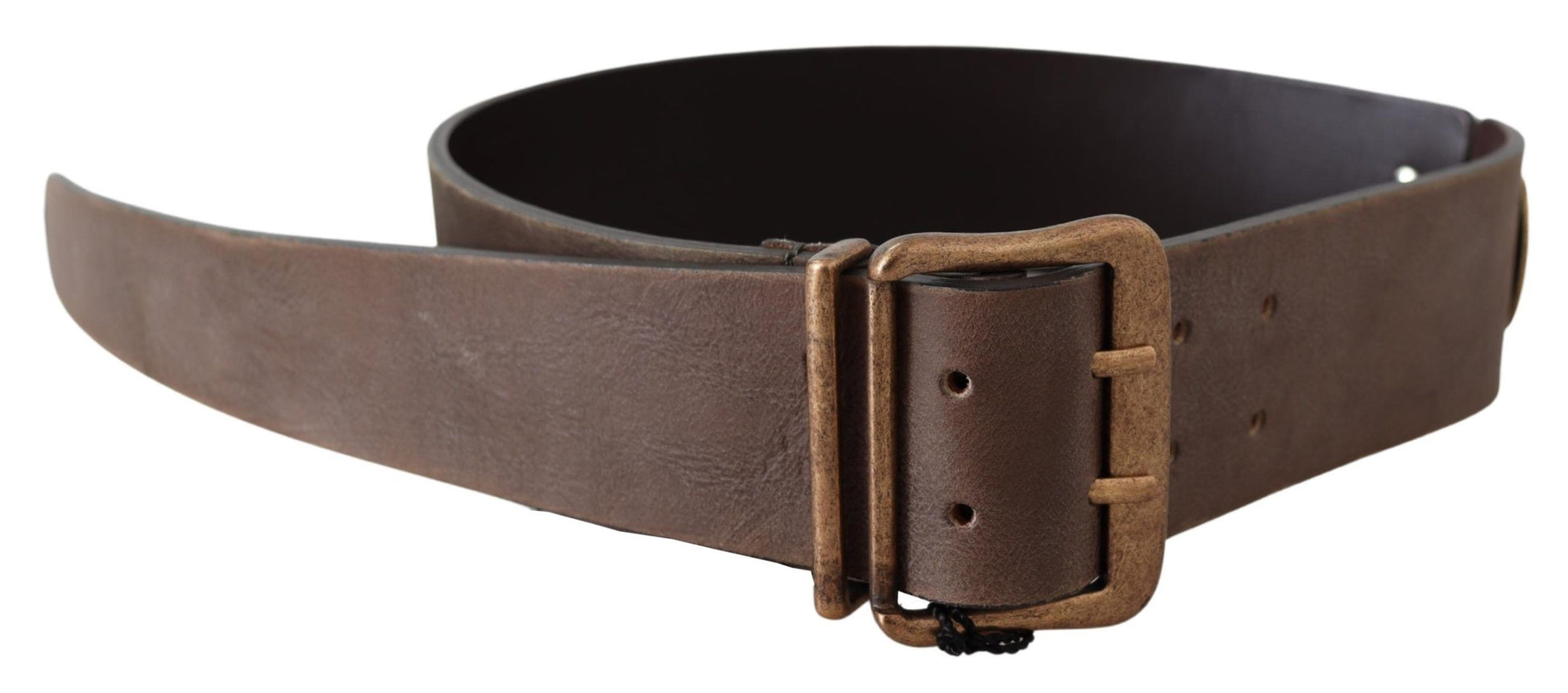 Ermanno Scervino Brown Leather Wide Bronze Buckle Waist Belt Ermanno Scervino
