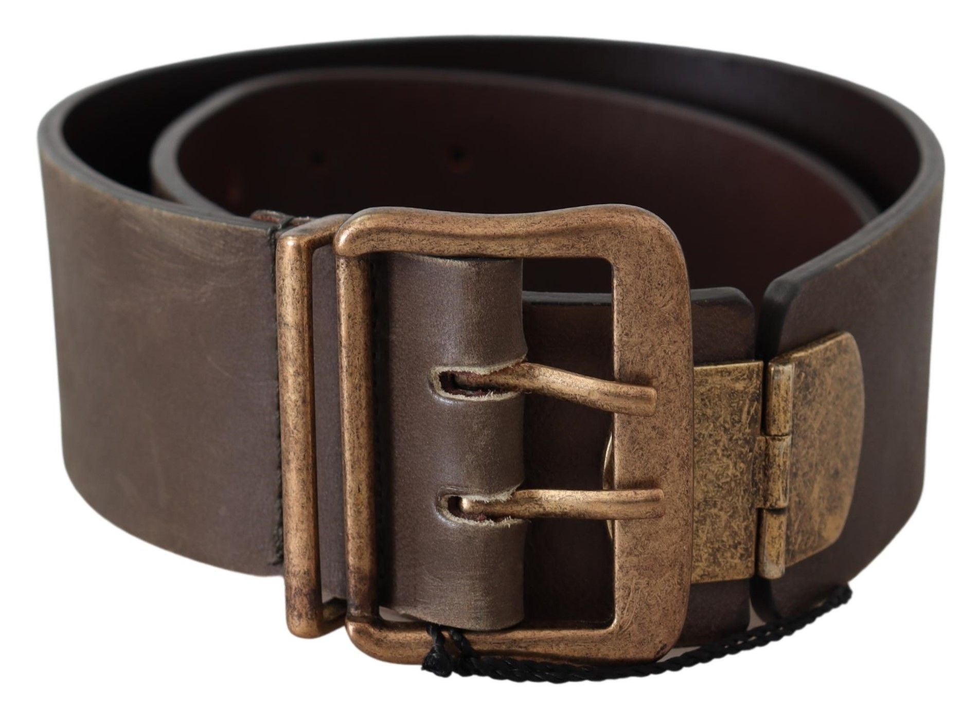 Ermanno Scervino Brown Leather Wide Bronze Buckle Waist Belt Ermanno Scervino
