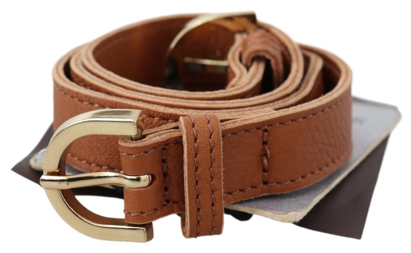 Scervino Street Light Brown Leather Gold Double Buckle Waist Belt Scervino Street