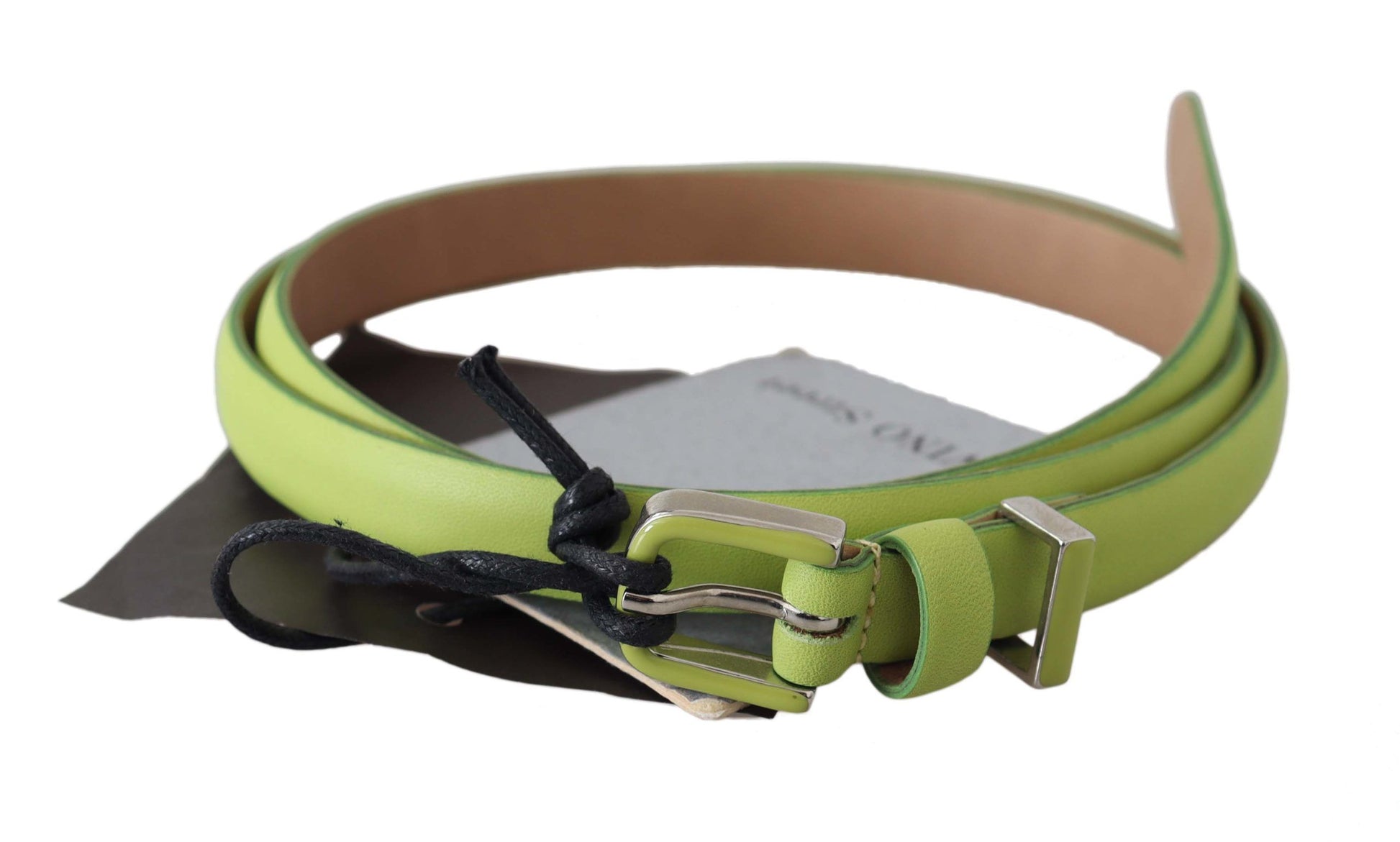 Scervino Street Green Leather Chartreuse Silver Green Buckle Belt Scervino Street