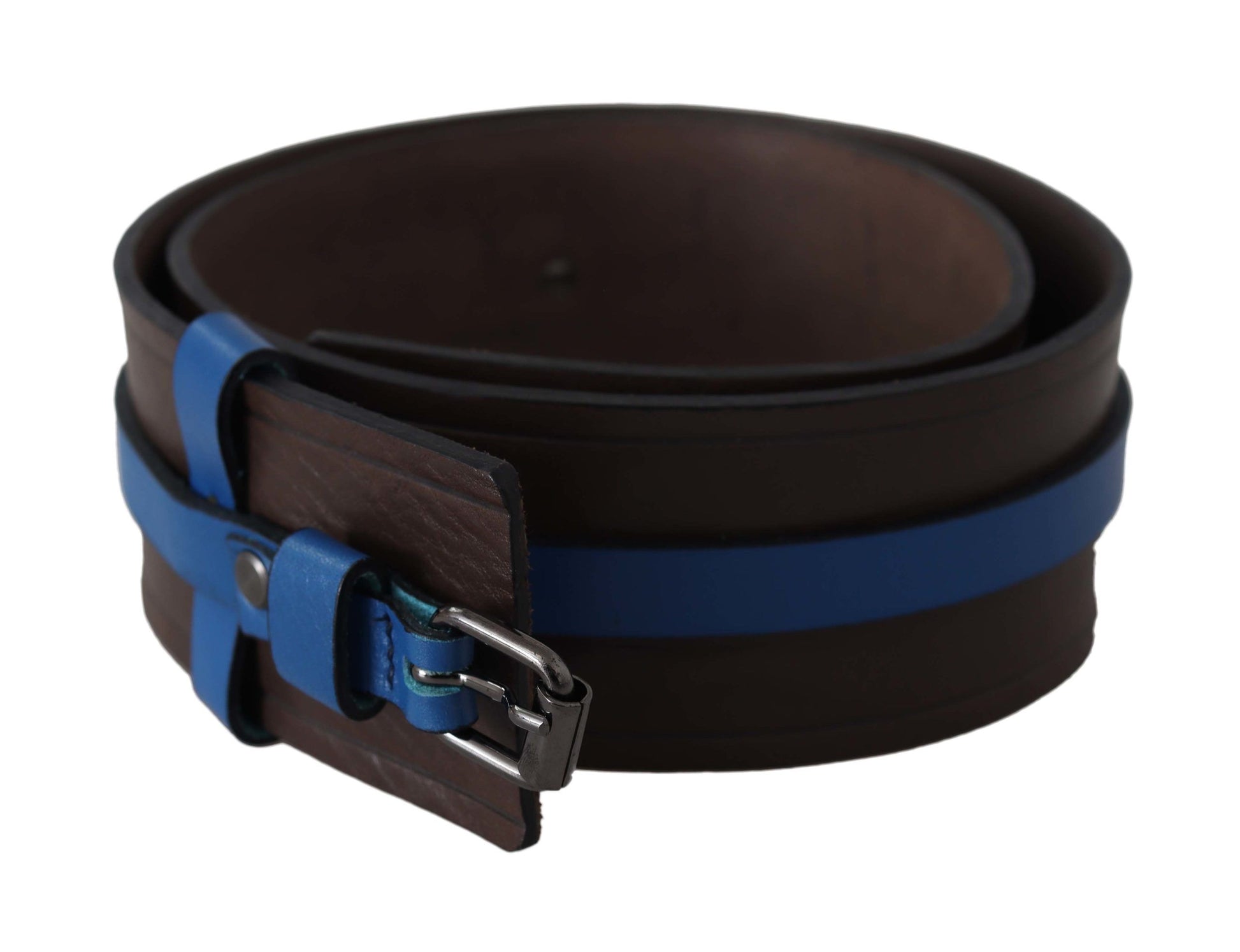 Costume National Brown Thin Blue Line Leather Buckle Belt Costume National