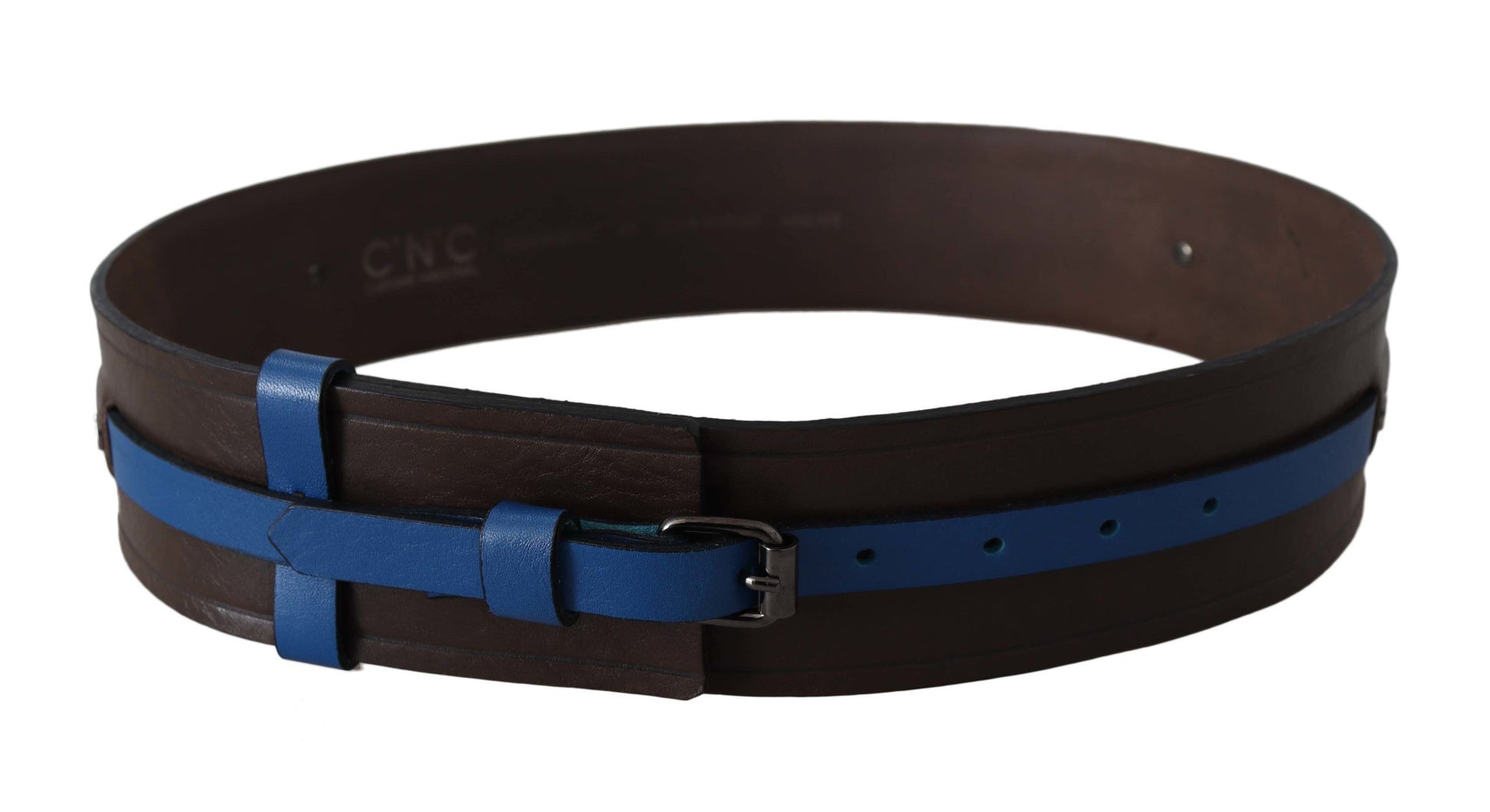 Costume National Brown Thin Blue Line Leather Buckle Belt Costume National