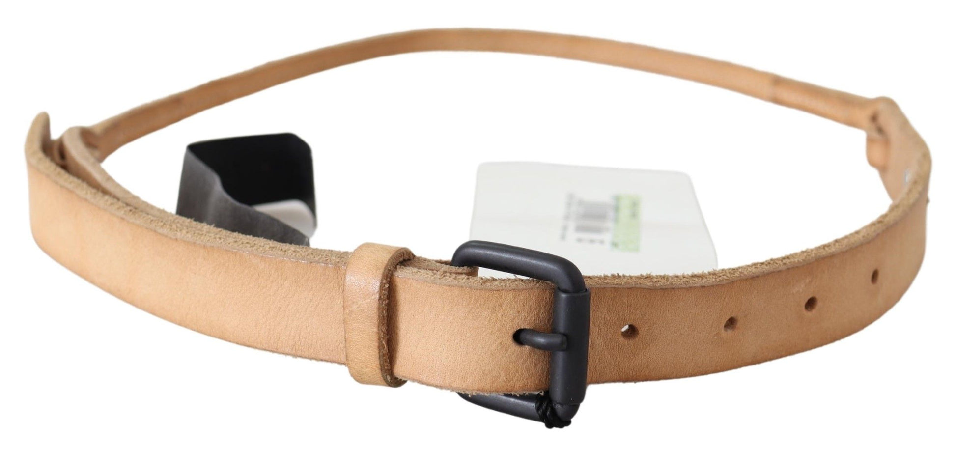 Scervino Street Light Brown Slim Leather Black Logo Buckle Belt Belt Scervino Street