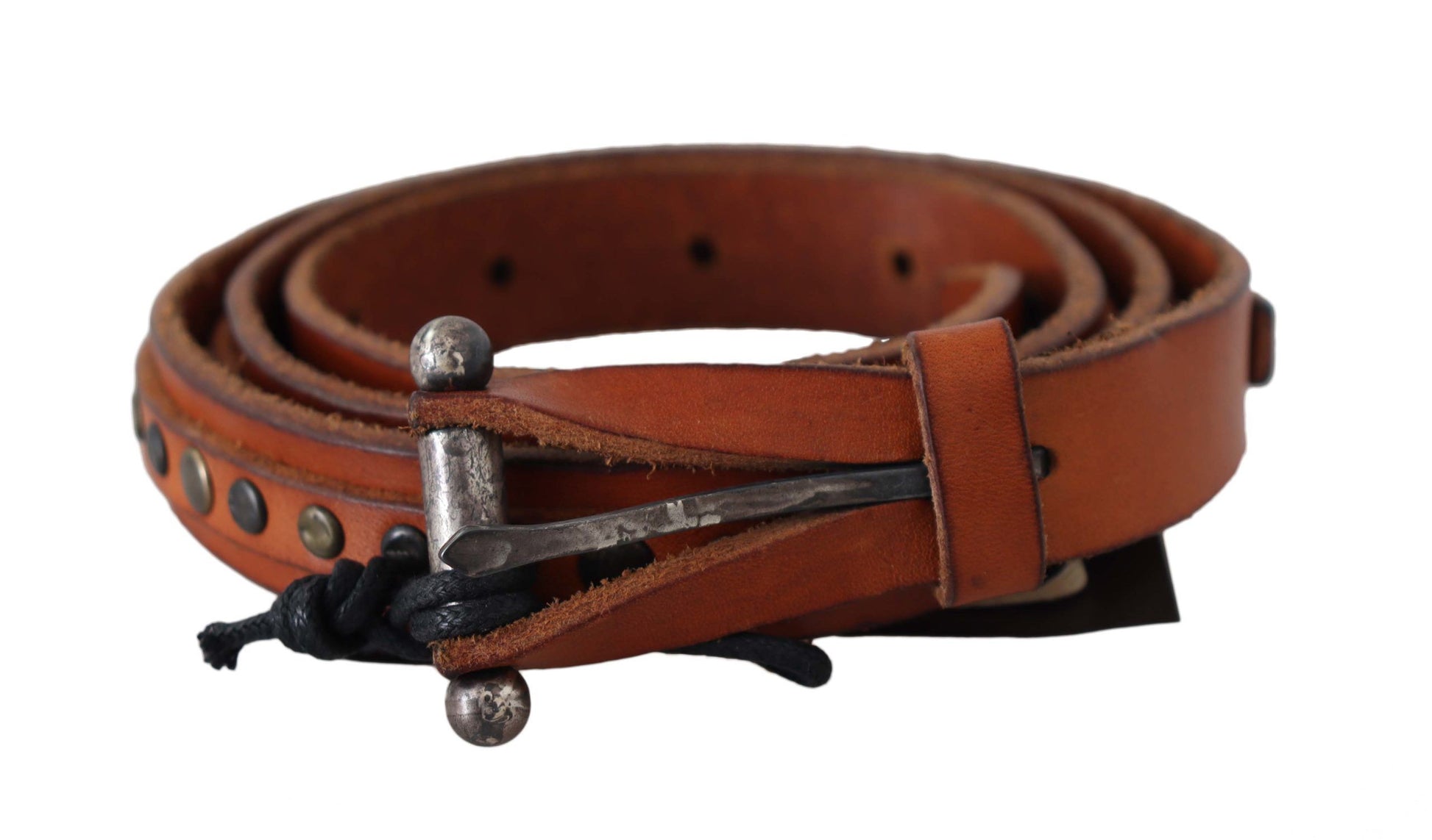 Scervino Street Brown Genuine Leather Rustic Silver Buckle Belt Scervino Street