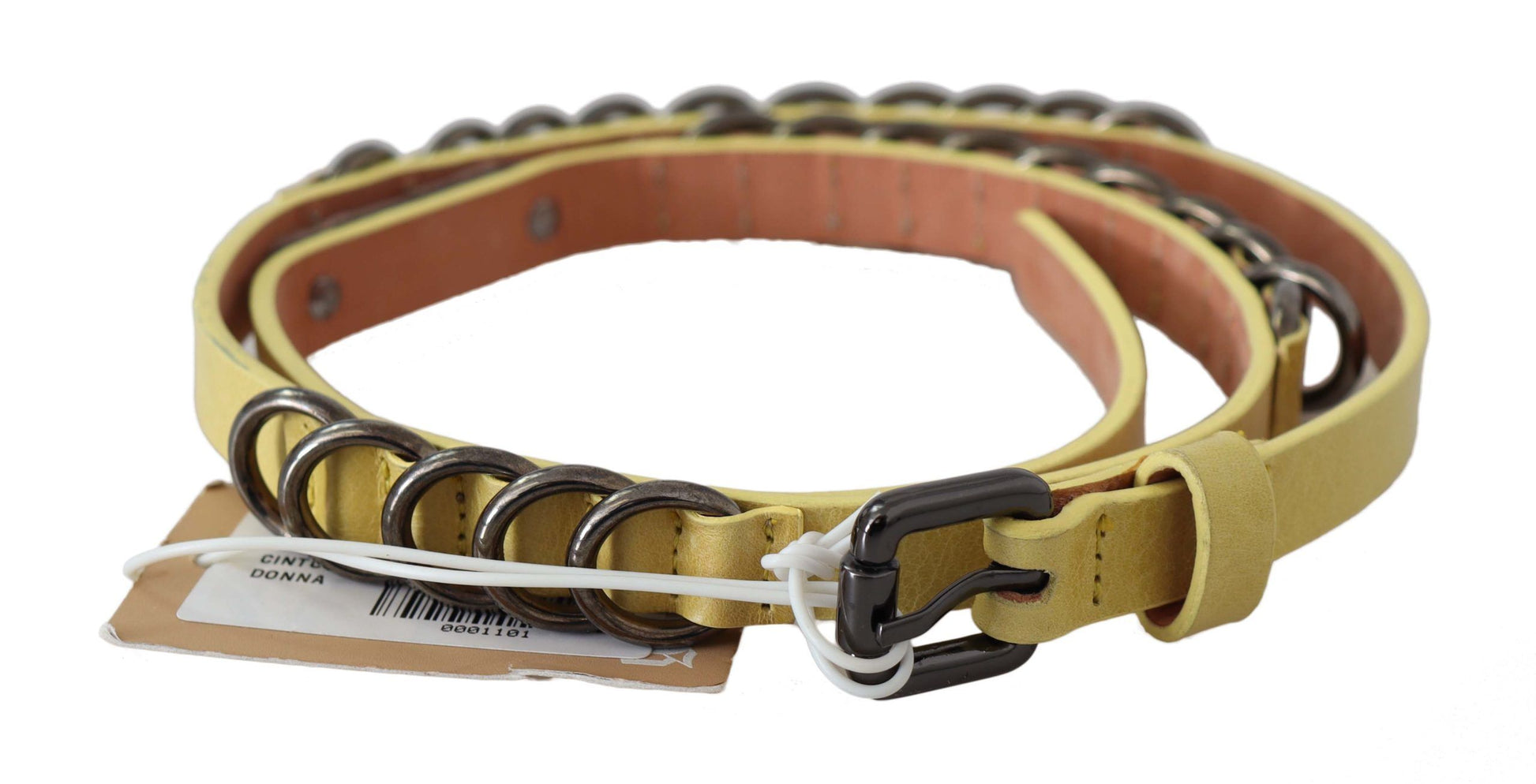 John Galliano Yellow Leather Luxury Slim Buckle Fancy Belt John Galliano