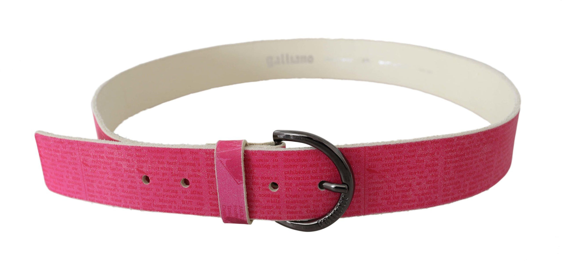 John Galliano Pink Leather Letter Logo Design Round Buckle Belt John Galliano