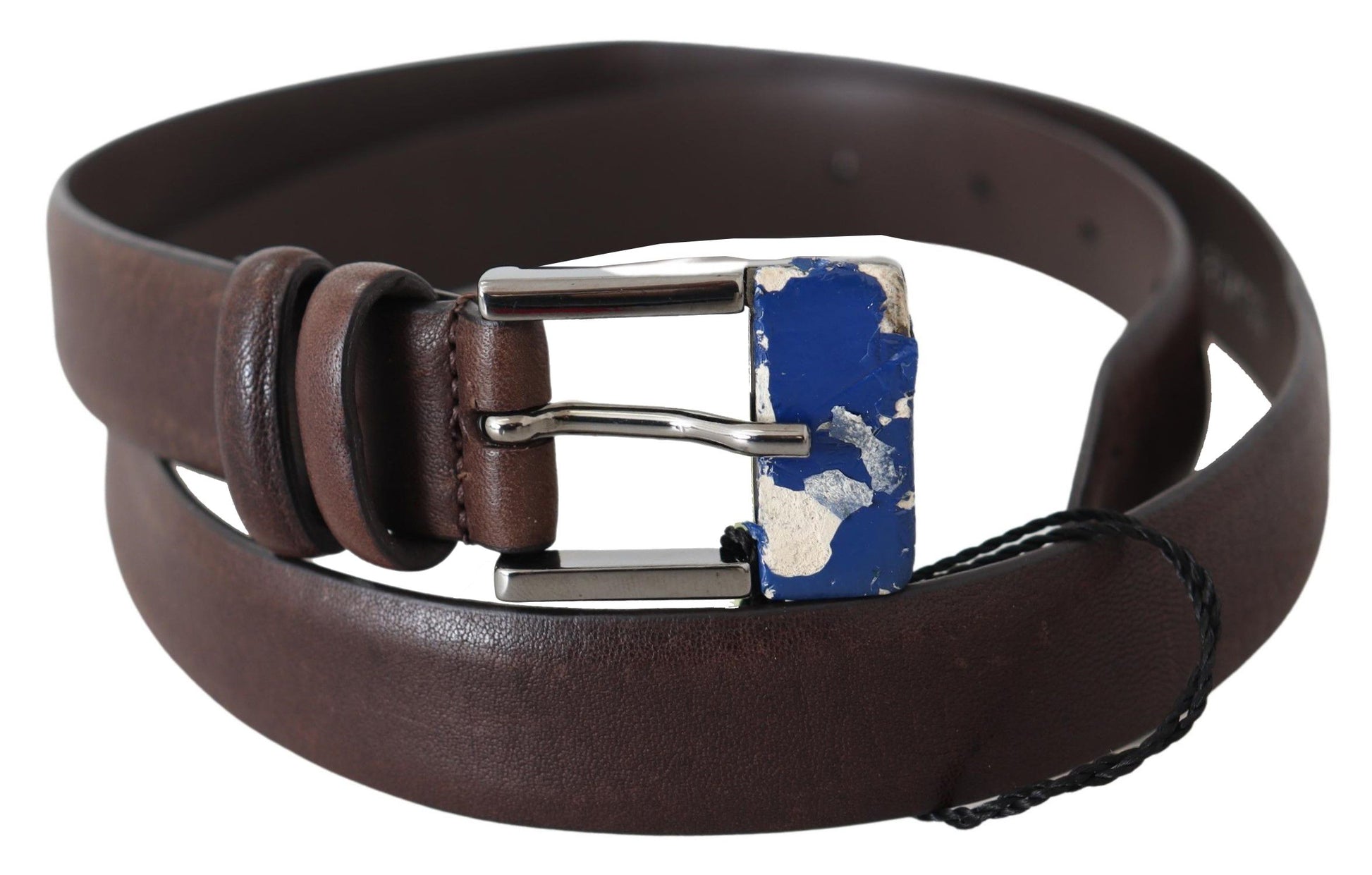 Costume National Brown Genuine Leather Silver Buckle Belt Costume National