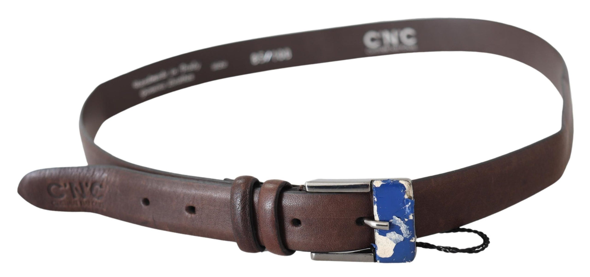 Costume National Brown Genuine Leather Silver Buckle Belt Costume National