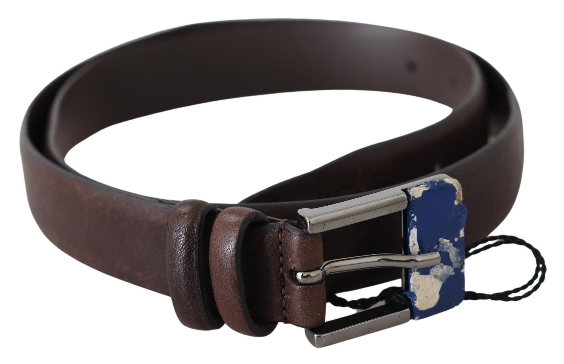 Costume National Brown Genuine Leather Silver Buckle Belt Costume National