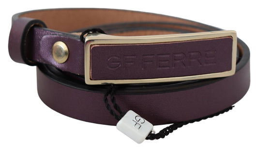 GF Ferre Gold Logo Buckle Waist Leather Skinny Belt GF Ferre